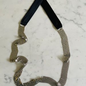 Disco 70’s mesh black satin belt necklace …